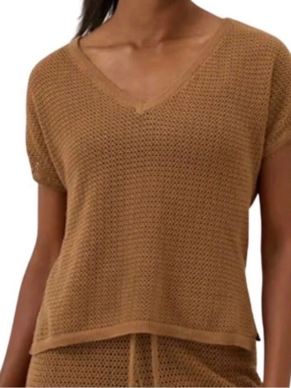 Pact Womens Beachside Knit Set Large Organic Cotton Linen Blend Brown Beach